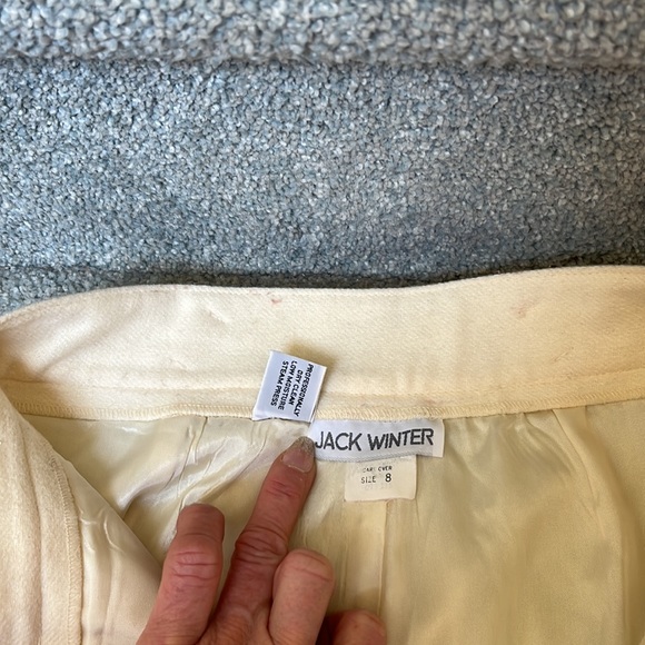 Vintage 80s Winter white 100% wool hi-waisted pants, Size 8 - Picture 7 of 10